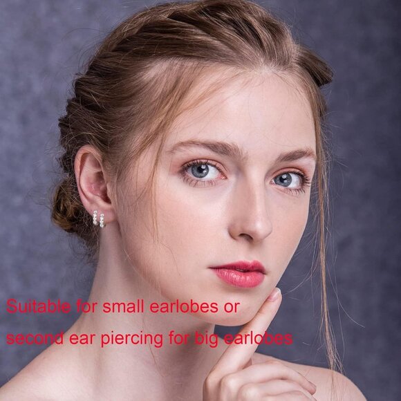 Sterling Silver Moissanite Huggie Hoop Earrings for Women, 1ct, 1/2in, Hypoaller